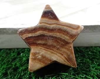 1 Piece Natural Chocolate Calcite Crystal Star Carving - Thick Chunky Smooth Polished - Imperfect Shaped Star - 50x48x21mm Brown #STARS#1010