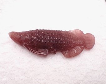 Large Strawberry Quartz Fish Carving - Long 5.75 Inch Crystal Fish - Textured Fish Scales - Strawberry Quartz Crystal Fish #ANMLS#1280