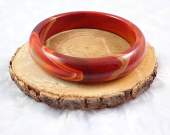64.8mm Thick Red Jasper Bangle Bracelet - Smooth Round Polished - Natural Red Jasper Crystal - Maroon Red Orange White Bangle #JEWEL#1482
