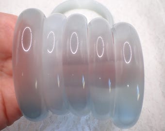 61.5mm Selenite Crystal Bangle Bracelet - Smooth Thick Crystal Bracelet - Flat Inside Smooth Selenite Bangle #JEWEL#1947