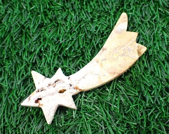Shooting Star Crazy Lace Agate Crystal - Natural Textured Flat Carving Star - Large Shooting Star 3.75 Inch - Crazy Lace Agate #STARS#1021