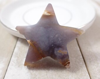 Pretty Purple Chalcedony Crystal Star - Thick Smooth Polished - Star Shaped Purple White Brown Crystal - 1.5 Inch Crystal Star #STARS#1013