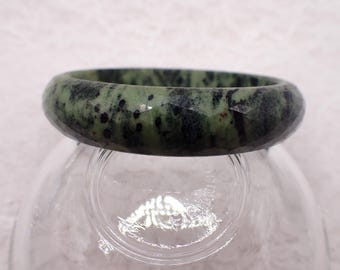 57.6mm Faceted Ruby in Zoisite Crystal Bangle Bracelet - Green Ruby Black Pink - Small UV Reactive Natural Bangle Ruby Zoisite #JEWEL#1955