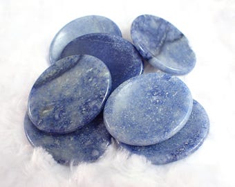 Pretty Natural Blue Aventurine Crystal Worry Stone - Small Smooth Polished Oval - 1.75 Inch Blue Crystal Worry Stone Aventurine #WORRY#1018