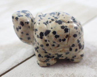 1 Piece Natural Dalmatian Jasper Crystal Turtle Carving - Brown Beige Black Turtle - 40x29x22mm Small Turtle Crystal Figurine #ANMLS#1031