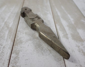 Gold Pyrite Crystal Sword Carving - Shiny Crystal Knife - Short 3.75 Inch Pyrite Sword Carving - Decorative Crystal Pyrite Sword #CRVNG#2180