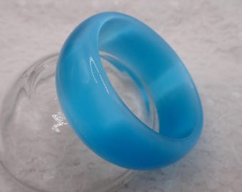58.9mm Shiny Aqua Blue Cats Eye Crystal Bangle Bracelet - Smooth Finish Flat Inside Bangle Bracelet - Turquoise Cat Eye Crystal #JEWEL#1925