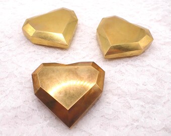 Natural Gold Heart Crystal Made of Copper - Shiny Polished Beveled Edge Heart - 2 Inch Super Heavy Gold Color Copper Heart #HEART#1133