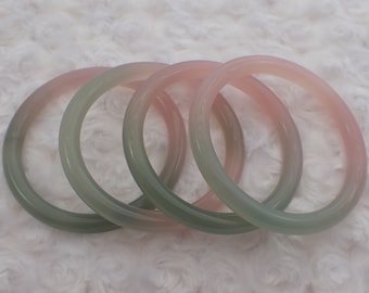 59.0mm Pink Green Agate Bangle Bracelet - Smooth Polished Round Bangle - Agate Crystal Bracelet - Dyed Pink Green Agate No Chips #JEWEL#1241
