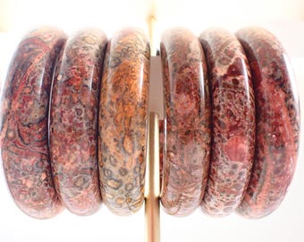 60.6mm Money Agate Natural Crystal Bangle Bracelet - Smooth Flat Inside - Red Orange Brown Crystal Bracelet - Money Agate Bangle #JEWEL#1443