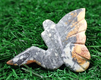1 Piece Natural Maligano Jasper Crystal Fairy Carving - Smooth Carved Crystal Fairies - 2 Inch Small Gold Crystal Fairy Carving #CRVNG#1684