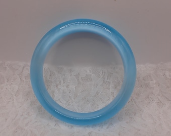 62.2mm Shiny Light Blue Cats Eye Crystal Bangle Bracelet - Smooth Finish Flat Inside Bangle Bracelet - Blue Cat Eye Crystal #JEWEL#1911