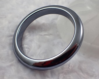 58.8mm Terahertz Metallic Silver Crystal Bangle Bracelet - Thin Smooth Polished Bangle - Gunmetal Shiny Bracelet #JEWEL#1499