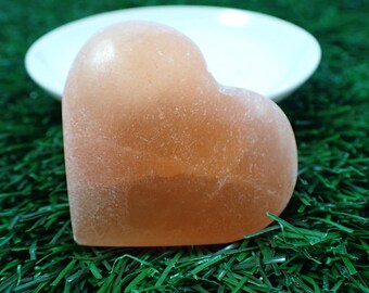 1 Piece Orange Selenite Crystal Heart Carving - Thick Smooth Chalky Texture - Orange Heart Partially Translucent - 50x44x20mm #CRVNG#1578