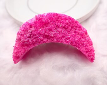 Pink Fuchsia Sparkly Crystal Moon - Druzy Texture Small 2 Inch Moon - Metaphysical Healing Crystals - Agate Moon Pink Crystal #MOONS#1046