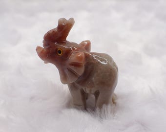 Spirit Animal Elephant Dolomite Crystal - Elephant Gift for Dad Small Figurine - Metaphysical Healing Crystal Mini Figurine #SPRIT#1004