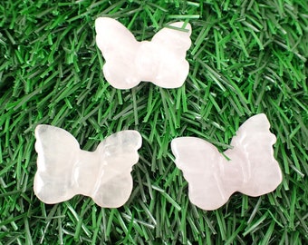 Pink Rose Quartz Mini Crystal Butterfly - Smooth Carved Insect - Natural Pink Crystal Carving - 1 Inch Butterfly Pink Crystal #MINIS#1022