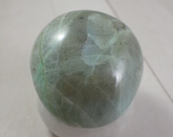 1 Piece Natural Green Moonstone Palm Stone - Light Green Gray White Gallet - Medium Smooth Crystal Palmstones - Green Moonstone #PALMS#1045