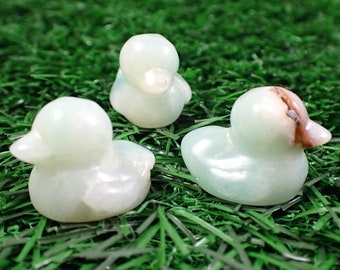 Rubber Duck Mini Crystal Carving - Caribbean Calcite Crystal Rubber Ducky - Aqua Blue Brown Crystal Carving - 1 Inch Crystal Duck MINIS#1074