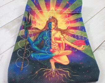 1 Piece Rainbow Fabric Crystal Pouch - Spiritual Woman Yellow Blue - Colorful Witchy Tarot Card Bag - 7x5 Inches Double Sided #POUCH#1010
