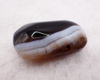 Beautiful Sardonyx Crystal Palm Stone - Smooth Gallet Stone - Brown Gray Black - 2.25 Inch Sardonyx Crystal Palm - Bold Banding #PALMS#1227