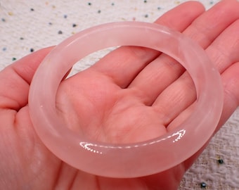 58.4mm Shiny Light Pink Rose Quartz Crystal Bangle Bracelet - Smooth Round Bangle - Rose Quartz - Crystal Bangle Bracelet #JEWEL#1746