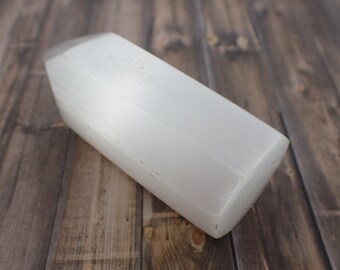 1 Piece Natural Selenite Crystal Tower - White Opaque Faceted Smooth Polished - Selenite Charging Crystal Tower - White Silky #TOWER#1083