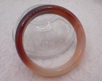 60.6mm Red Agate Crystal Bangle Bracelet - Orange White Flat Inside - Natural Red Agate Bangle Bracelet #JEWEL#1987
