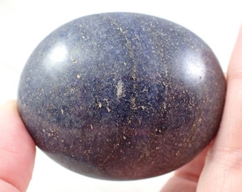 1 Piece Natural Blue Sandstone Crystal Palm Stone - Navy Spotted Oval Gallet - Medium Smooth Polished Blue Sandstone Crystal #PALMS#1043