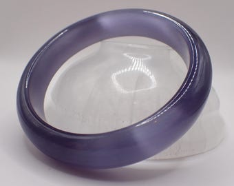 64.0mm Indigo - Blue/Purple, Cats Eye Crystal Bangle Bracelet - Smooth Finish Flat Inside Bangle Bracelet - Cat Eye Crystal #JEWEL#1763