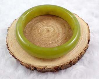 59.3mm Green Milk Jade Crystal Bangle Bracelet - Smooth Polished Bangle - Natural Olive Green Crystal Bracelet - No Chips Nice #JEWEL#1512