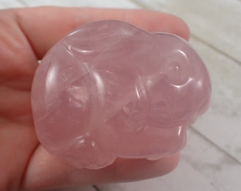 Chubby Pink Rose Quartz Bunny Crystal - Natural Star Rose Quartz - Pink Rose Quartz Easter Rabbit - 2.25 Inch Pink Bunny Crystal #ANMLS#1244