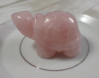 1 Piece Natural Rose Quartz Crystal Turtle Carving - Small Pink Turtle - 52x33x27mm Pink Crystal Turtle Figurine - Rose Quartz #ANMLS#1074
