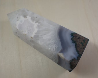 1 Piece Natural Agate Crystal Tower -  Statement Piece Blue Gray Agate Tower - 15x6x4.5cm Large #TOWER#1114