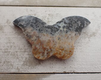 Pretty Natural Palm Root Crystal Butterfly Carving - Black Brown Smooth Double Sided Crystal - 2.25 Inch Flat Butterfly Crystal #ANMLS#1087