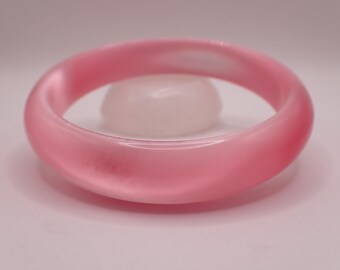 63.2mm Beautiful Shiny Pink Cats Eye Crystal Bangle Bracelet - Smooth Finish Flat Inside Bangle Bracelet - Pink Cat Eye Crystal #JEWEL#1778