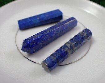 1 Piece Mini Lapis Lazuli Crystal Point - Small Smooth Faceted Point - 1.5 Inches Blue Gray Gold - Lapis Lazuli Mini Point Tower #POINT#1026
