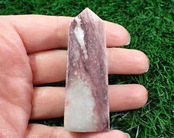 Natural Pink Tourmaline with Quartz Crystal Tower - Square Flat Sides Smooth - Pink Purple Gray - 2.5 Inch Pink Crystal Tower #TOWER#1254
