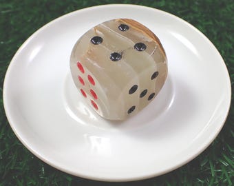 One Natural Green Onyx Crystal Die - Smooth Polished Rounded Corners - 1 Inch Green Brown Red Black - Green Onyx Crystal Dice #CRVNG#1086