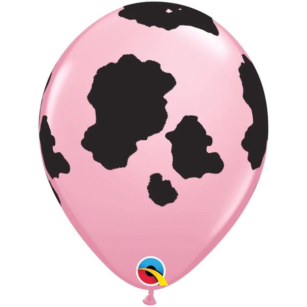 11" High Quality Western Cow Balloons | Pink Cow Print Balloons Qualatex | Farm Balloons | Barnyard Party Decorations | Country Birthday