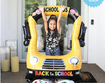 56" SELFIE SCHOOL BUS Airloonz | Back to school supplies and decorations | Classroom Decoration | Back to school Balloon | School Bus Frame