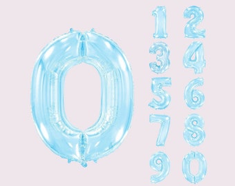 42" Pastel Blue Number Balloon: Mylar Foil Party Decor