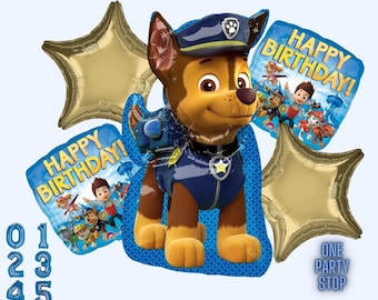 Paw Patrol Chase Balloon Bouquet: 38" Anagram Licensed Birthday Decor