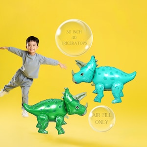 36" 4D Triceratops Balloon: Dinosaur Party Decor