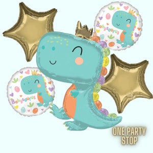 Babysaurus Foil Balloon bouquet, 5pc | 31&quot; BABYSAURUS Balloon | Dinosaurs Decorations | Cute baby Dinosaur | Kids Dino Birthday