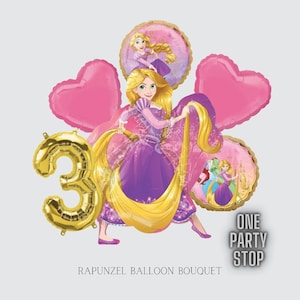 Bouquet di palloncini Rapunzel Rapunzel - Anagram Licensed / Palloncini La bella e la bestia / principessa / Compleanno principessa / Decorazioni principessa