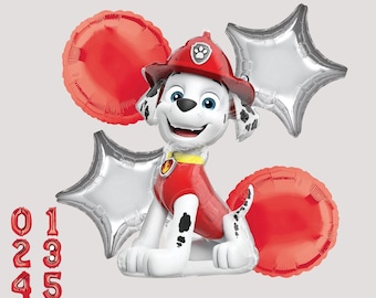 Paw Patrol Marshall Balloon Bouquet, Party Decorations, 5pc Anagram Licensed