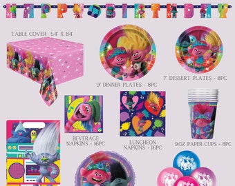 Set Decorazioni Compleanno Trolls - 16 Palloncini, 1 Striscione E 13 Topper Per Torta Ideale Per 748520