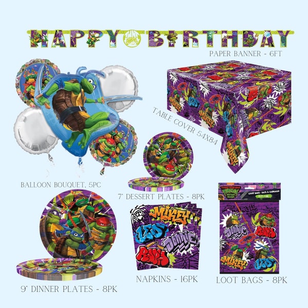 Ninja Turtle Birthday Decorations - Licensed By Anagram and Unique Industries | Ninja Turtle Birthday | TMNT Party | Boy birthday