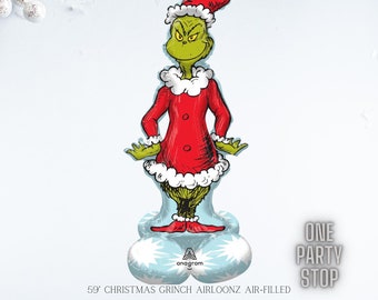 5ft Grinch Balloon | CHRISTMAS GRINCH | Christmas Party Decorations |Xmas Party Decor | Office Christmas Party |Christmas Balloon - Air Fill